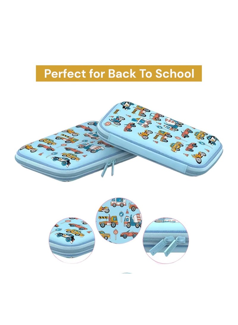 Doodle Kiddo Cars & Trucks Theme Pencil Case for Kids | Lightweight & Durable with Zipper Lock & Mesh Holder | Nursery & Primary School | 15.5x22x4 CM - Image 3