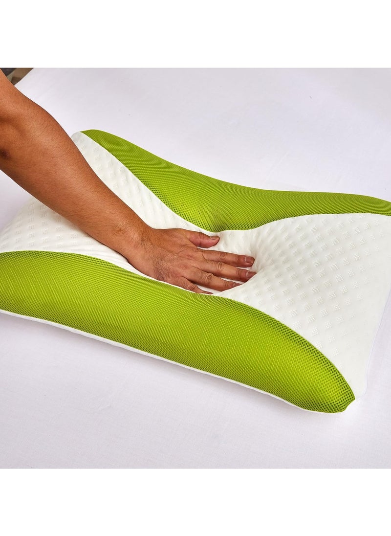 MAXQON - Set Of 2-Aloe Vera Infused Memory Foam Pillow With Removable Cover - Hypoallergenic & Breathable- 60x40x12cm - Image 1