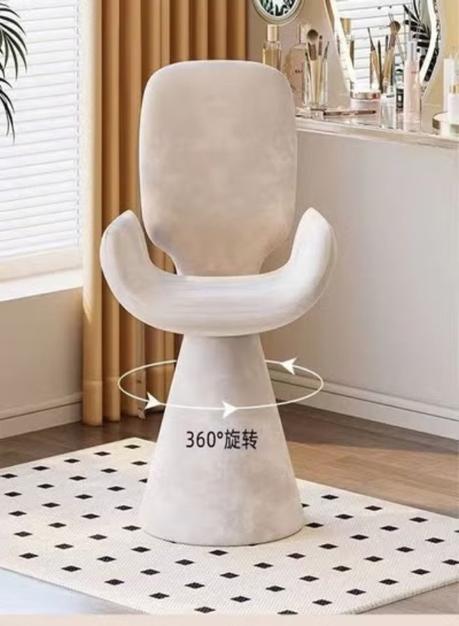 فاشون هوم كرسي دوار عصري منحوت ذو قلب من الخشب الصلب ومغطى بقماش مخملي ناعم، كرسي مصمم يدور 360 درجة يتميز بمسند ظهر منحني وقاعدة عمودية مناسبة لغرف الطعام أو المعيشة العصرية أو الديكورات الداخلية المميزة 55 × 58 × 82 سم. - Image 5