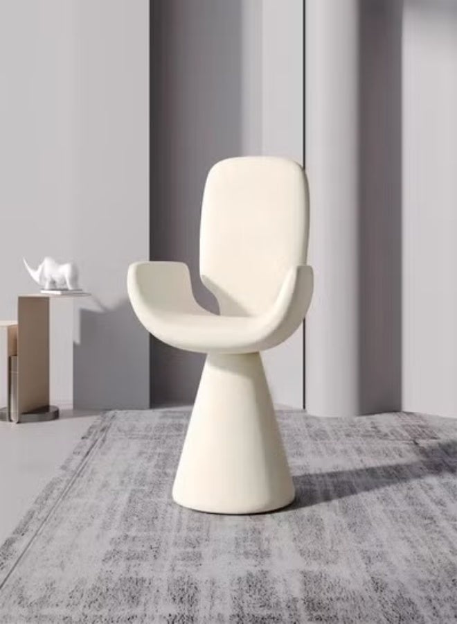 فاشون هوم كرسي دوار عصري منحوت ذو قلب من الخشب الصلب ومغطى بقماش مخملي ناعم، كرسي مصمم يدور 360 درجة يتميز بمسند ظهر منحني وقاعدة عمودية مناسبة لغرف الطعام أو المعيشة العصرية أو الديكورات الداخلية المميزة 55 × 58 × 82 سم. - Image 4