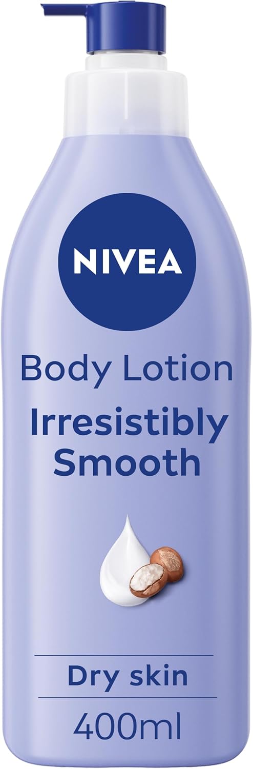 NIVEA Irresistibly Smooth Body Lotion 400ml 72H Hydration NIVEA Moisturiser for Soft and Smooth Skin Made with Pure Hyaluron and Shea Butter Intensive Moisturising NIVEA Body Lotion