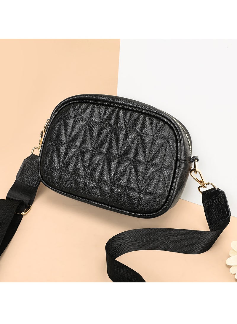 Women's Black Crossbody Bag - Lightweight Tote Shoulder Bag for Travel & Work, Fashionable Purse with Zip Pockets - Image 1