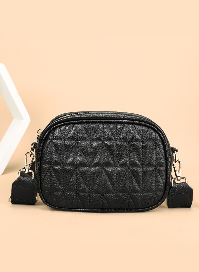 Women's Black Crossbody Bag - Lightweight Tote Shoulder Bag for Travel & Work, Fashionable Purse with Zip Pockets - Image 2