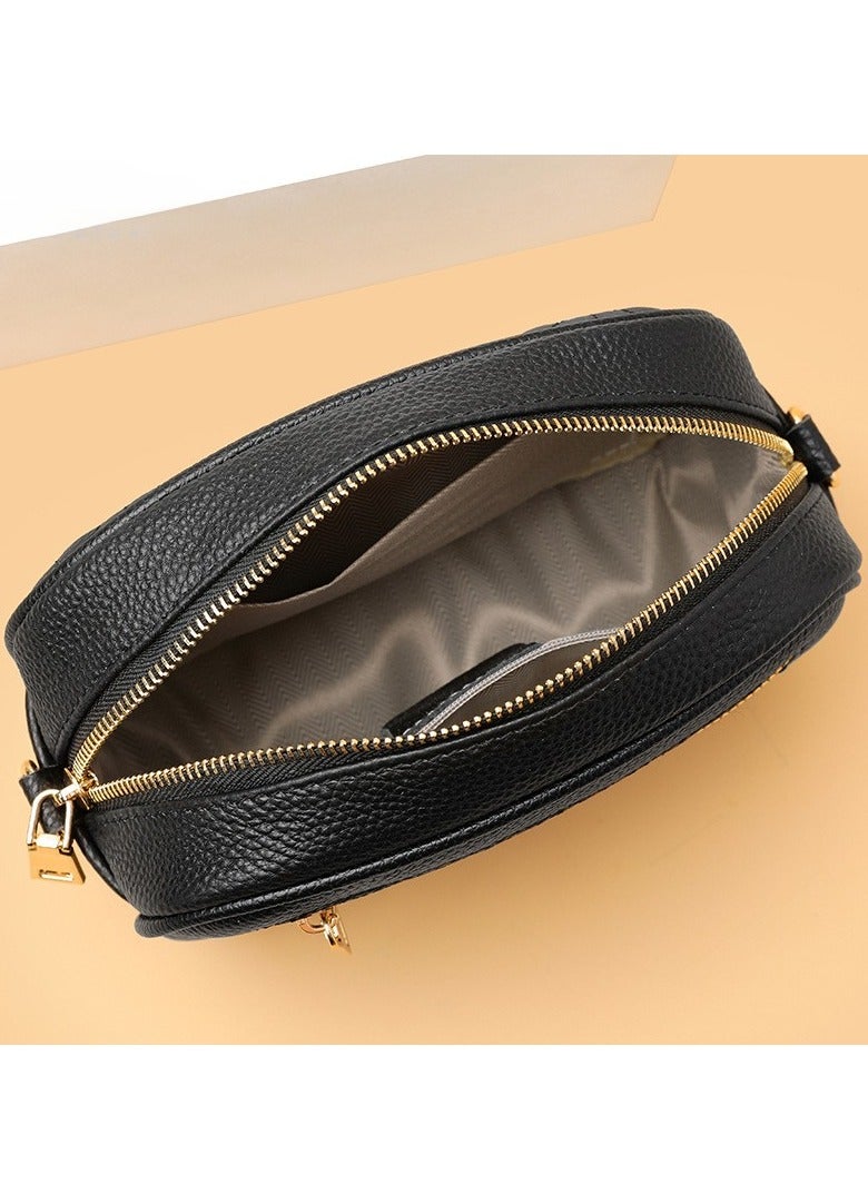 Women's Black Crossbody Bag - Lightweight Tote Shoulder Bag for Travel & Work, Fashionable Purse with Zip Pockets - Image 3