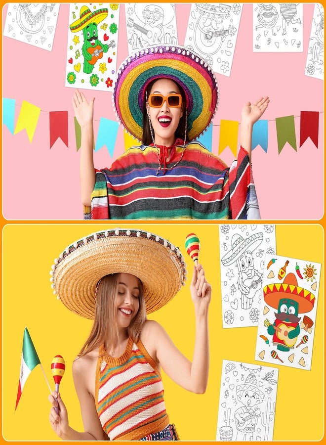 زانماي ملصقات تلوين من زانماي، 30 قطعة، هدايا حفلات مكسيكية، صبار تاكو سومبريرو، جيتار تشيلي، أعمال فنية للرسم لحفلة يوم الاستقلال المكسيكي، أنشطة منزلية وفصلية، اصنعها بنفسك - Image 4