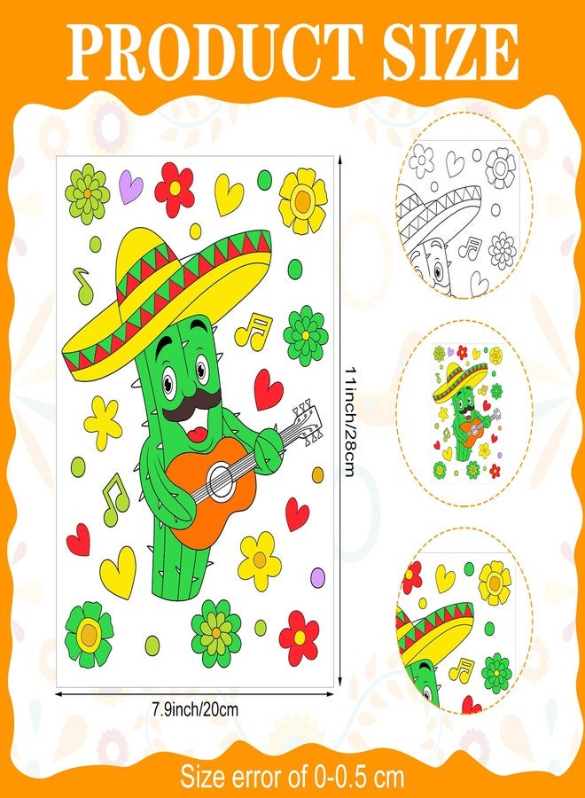 زانماي ملصقات تلوين من زانماي، 30 قطعة، هدايا حفلات مكسيكية، صبار تاكو سومبريرو، جيتار تشيلي، أعمال فنية للرسم لحفلة يوم الاستقلال المكسيكي، أنشطة منزلية وفصلية، اصنعها بنفسك - Image 2