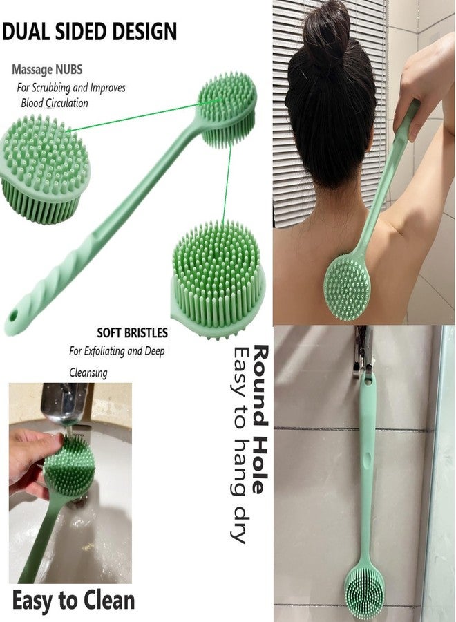 Cinlitek Silicone Body Scrubber - Long Handle Exfoliating Shower Brush for Men, Women & Kids - Free Hook - Image 2