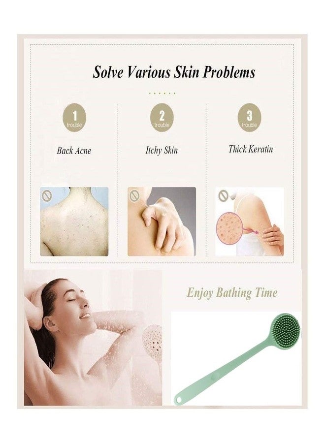 Cinlitek Silicone Body Scrubber - Long Handle Exfoliating Shower Brush for Men, Women & Kids - Free Hook - Image 5