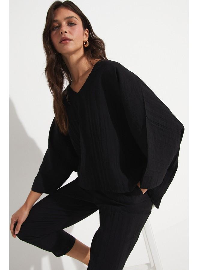 جون طقم بلوزة وبنطلون جوني أسود - Image 4