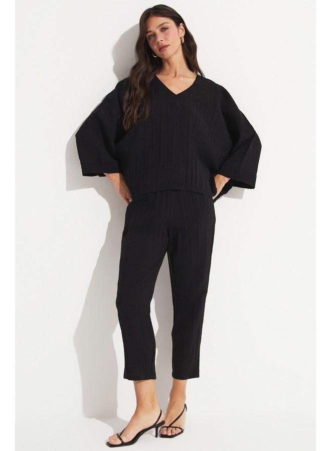 جون طقم بلوزة وبنطلون جوني أسود - Image 2