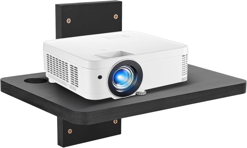 BEARUT Small Mini Projector ShelfProjector Wall Mount Floating ShelfRouter ShelfModem Cable Box ShelfProjector Rack HolderProjector Mount by Solid Wood Black1 - Image 1