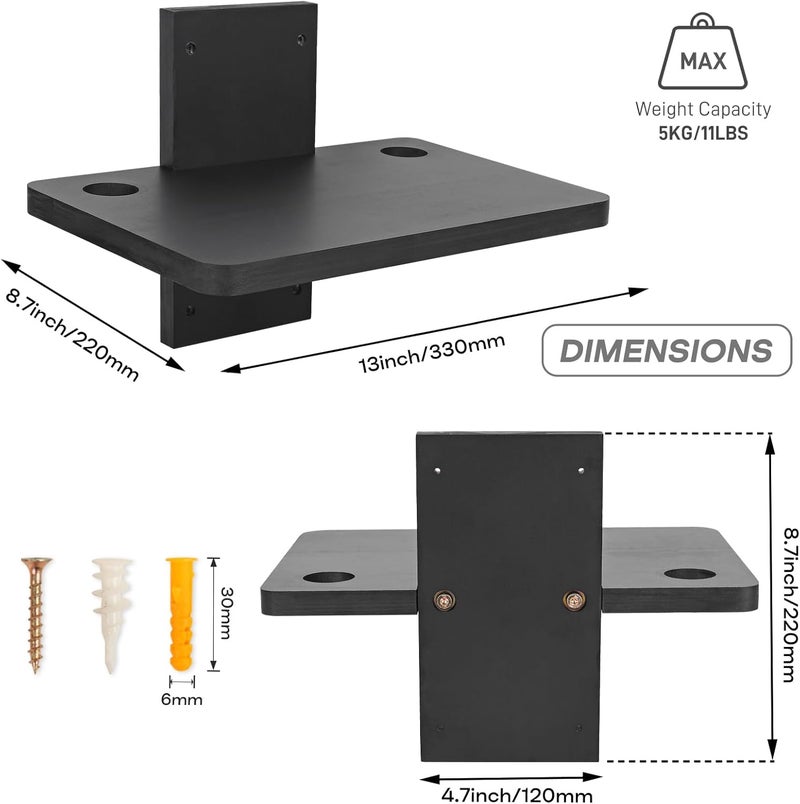 BEARUT Small Mini Projector ShelfProjector Wall Mount Floating ShelfRouter ShelfModem Cable Box ShelfProjector Rack HolderProjector Mount by Solid Wood Black1 - Image 2
