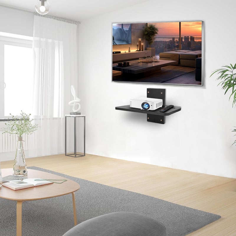 BEARUT Small Mini Projector ShelfProjector Wall Mount Floating ShelfRouter ShelfModem Cable Box ShelfProjector Rack HolderProjector Mount by Solid Wood Black1 - Image 4