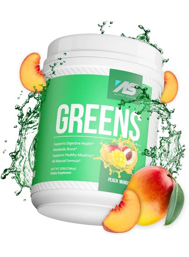 ALPHA SUPPS Alpha Greens Fruit & Vegetable Powder ; Over 40 Plant Based Ingredients ; Prebiotic Probiotic Blend 30 Servings (Peach Mango) - Image 4