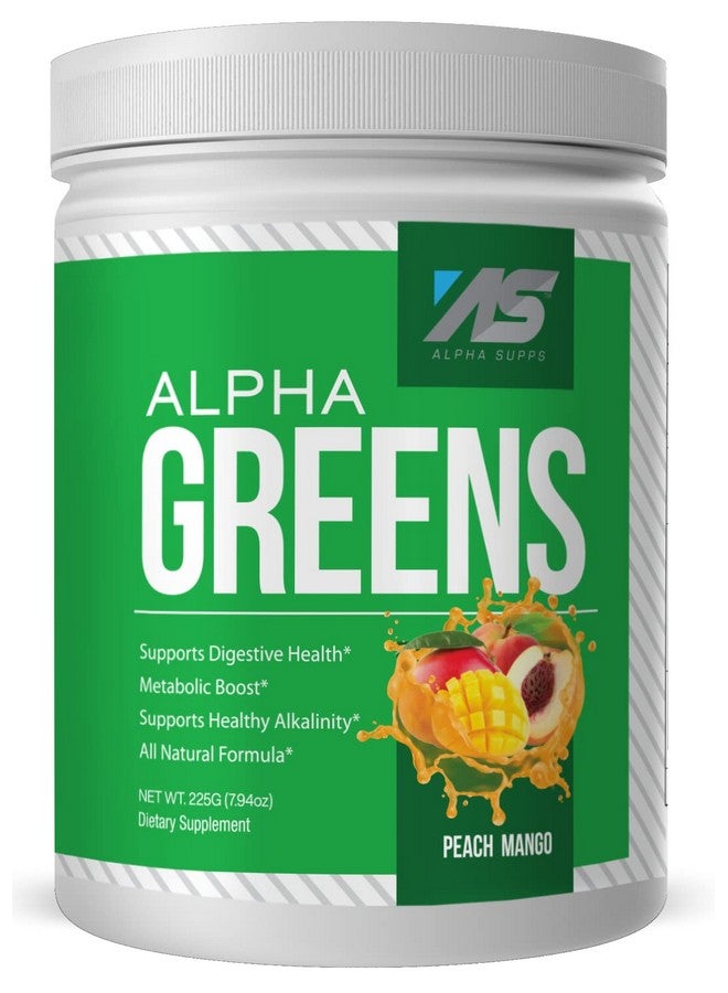 ALPHA SUPPS Alpha Greens Fruit & Vegetable Powder ; Over 40 Plant Based Ingredients ; Prebiotic Probiotic Blend 30 Servings (Peach Mango) - Image 2