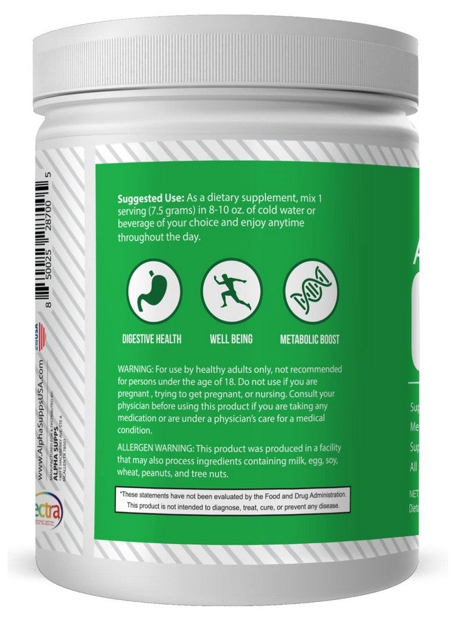 ALPHA SUPPS Alpha Greens Fruit & Vegetable Powder ; Over 40 Plant Based Ingredients ; Prebiotic Probiotic Blend 30 Servings (Peach Mango) - Image 5