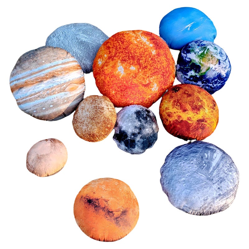 Qupace 11 Pcs Planet Decor Space Pillows Case for Kids Roomï¼ŒRound Pillow Covers for Sofa Couch,Space Decor Outer Space Room Decor Cushion Cover Outer Space Souvenir for Boys - Image 1