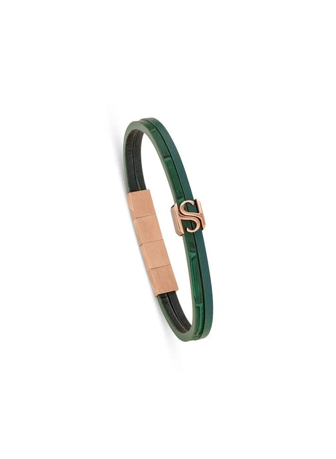 Saint Honore Paris Logo Flat Leather Bracelet for Men