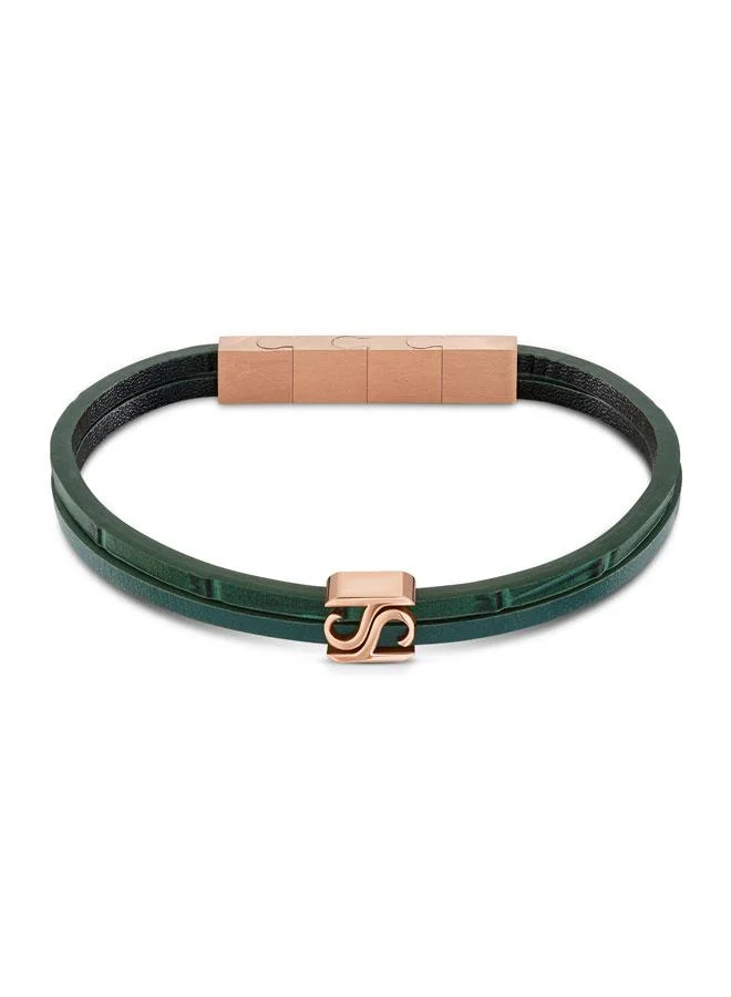 Saint Honore Paris Logo Flat Leather Bracelet for Men