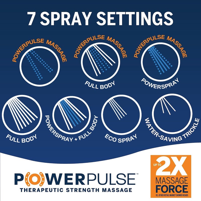 Waterpik Magnetic Dual Dock Adjustable Height Hand Held Shower Head With 5Foot Metal Hose and PowerPulse Shower Massage Chrome QMK753ME - Image 5