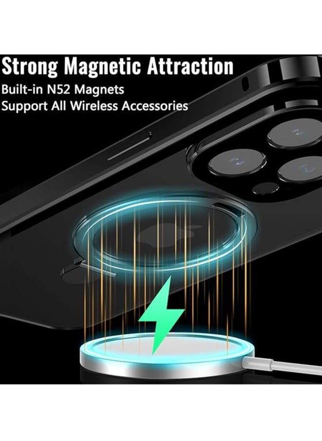 General - iPhone 15promax/15pro/ Phone Case with Invisible Magnetic Stand [Magsafe Compatible] Clear Tempered Glass Magnetic Attachment Phone Case with Camera Lens Protector and Safety Lock ... - Image 1