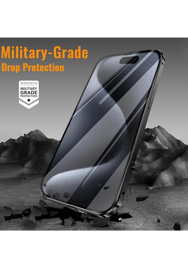 General - iPhone 15promax/15pro/ Phone Case with Invisible Magnetic Stand [Magsafe Compatible] Clear Tempered Glass Magnetic Attachment Phone Case with Camera Lens Protector and Safety Lock ... - Image 1