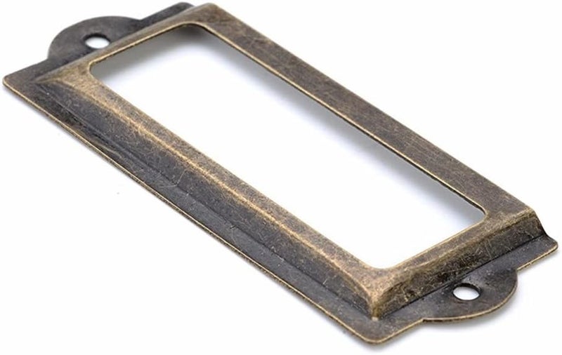 Antique Brass Metal Label Pull Frame File Name Card Holder Cabinet Drawer Box Case Hardware - Image 3