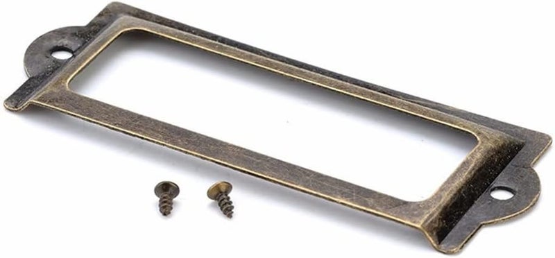 Antique Brass Metal Label Pull Frame File Name Card Holder Cabinet Drawer Box Case Hardware - Image 4