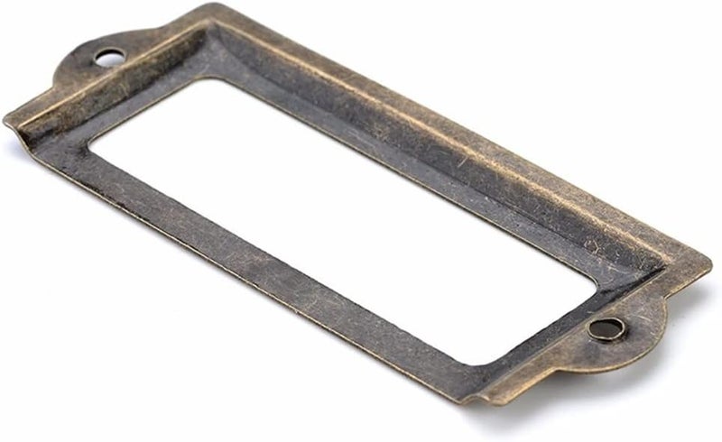 Antique Brass Metal Label Pull Frame File Name Card Holder Cabinet Drawer Box Case Hardware - Image 2