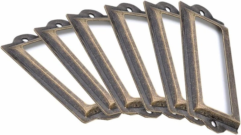 Antique Brass Metal Label Pull Frame File Name Card Holder Cabinet Drawer Box Case Hardware - Image 1