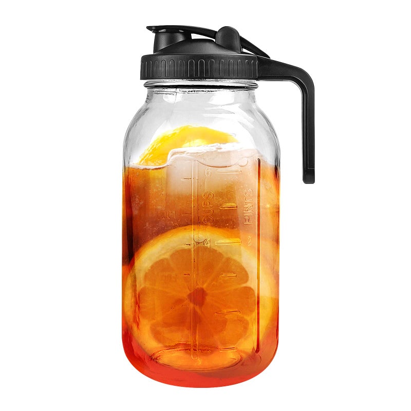 Half Gallon Mason Jar Pitcher 64 oz Sun Tea Jar Large Wide Mouth Mason Jar Pitcher with Airtight Lid2 Quart Glass Pitcher for LemonadeCoffeeIce Tea Pitcher for Fridge