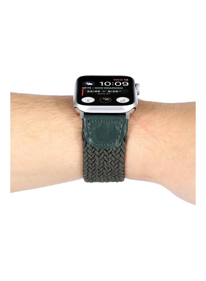 NIBEMINENT Braided Watchband For Apple Watch Series 7 41mm/6 & SE 5 4 40mm/3 2 1 38mm Army Green - Image 5