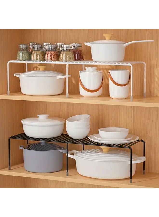 Black Adjustable Metal Shelf Organizer Expandable Non Slip Rustproof Kitchen Pantry Storage Rack - Image 4