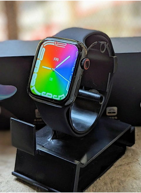 HW7 Max Smartwatch Full Screen WITH NFC Voice Assistant Payment Bluetooth-Call  Black