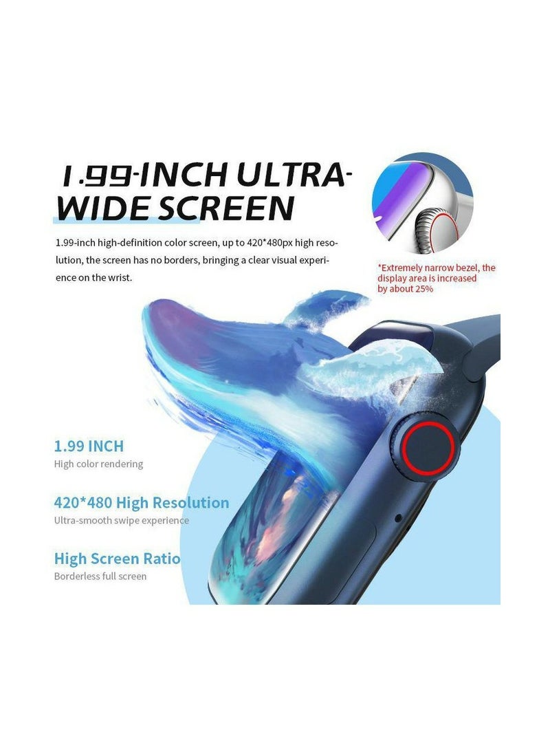 HW7 Max Smartwatch Full Screen WITH NFC Voice Assistant Payment Bluetooth-Call  Black