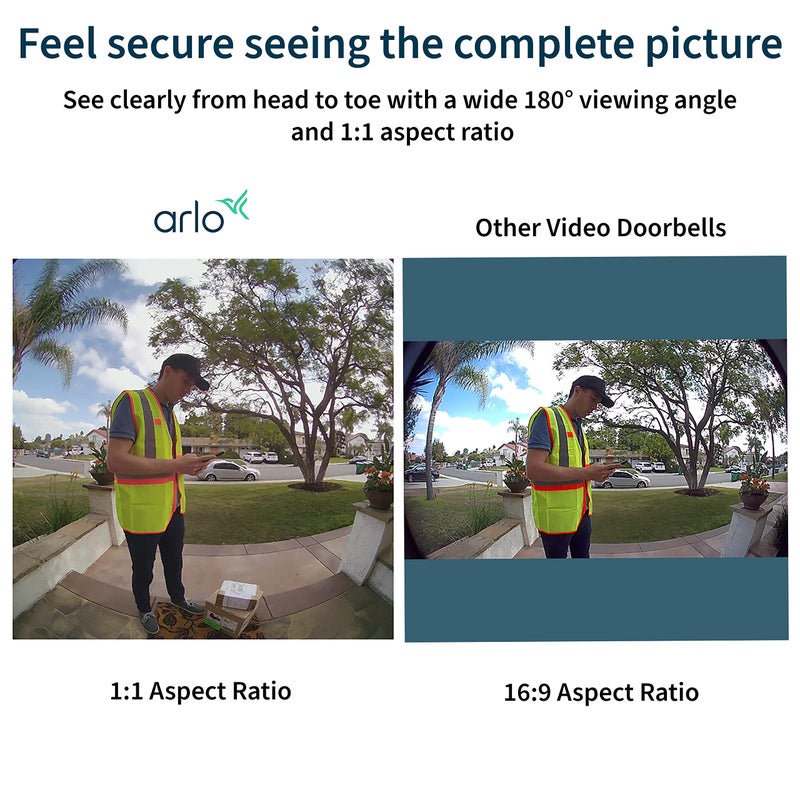 ARLO جرس باب فيديو سلكي أساسي من أرلو - فيديو عالي الدقة، زاوية رؤية 180 درجة، رؤية ليلية، صوت ثنائي الاتجاه، تركيب سهل (يتطلب توصيل الأسلاك)، كاميرا أمان، كاميرا جرس باب، كاميرات أمان منزلية، أبيض - AVD1001 - Image 5