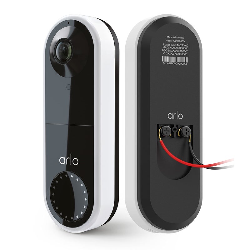 ARLO جرس باب فيديو سلكي أساسي من أرلو - فيديو عالي الدقة، زاوية رؤية 180 درجة، رؤية ليلية، صوت ثنائي الاتجاه، تركيب سهل (يتطلب توصيل الأسلاك)، كاميرا أمان، كاميرا جرس باب، كاميرات أمان منزلية، أبيض - AVD1001 - Image 1