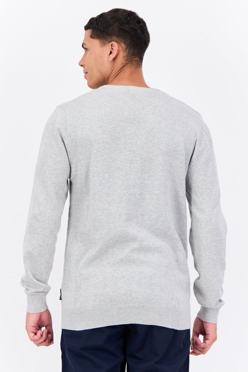 French Connection Men Crew Neck Knitted Long Sleeves Sweatshirt, Grey - Image 3