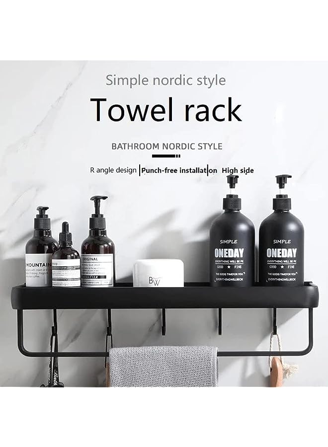 Raxoom Bathroom Shelves with Towel Bar Wall Mounted Storage Shelves, No Drilling Shower Shelf, Rust prevention Wall Mounted Storage Organizer for Bathroom and Kitchen (1-1 Tier) - Image 4