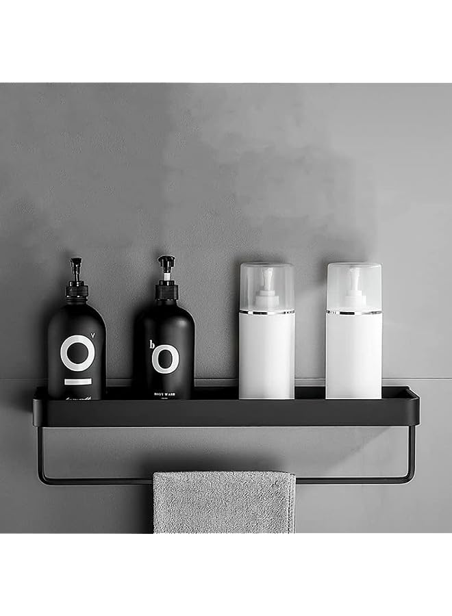 Raxoom Bathroom Shelves with Towel Bar Wall Mounted Storage Shelves, No Drilling Shower Shelf, Rust prevention Wall Mounted Storage Organizer for Bathroom and Kitchen (1-1 Tier) - Image 1
