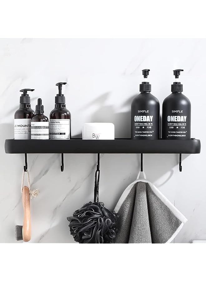 Raxoom Bathroom Shelves with Towel Bar Wall Mounted Storage Shelves, No Drilling Shower Shelf, Rust prevention Wall Mounted Storage Organizer for Bathroom and Kitchen (1-1 Tier) - Image 2