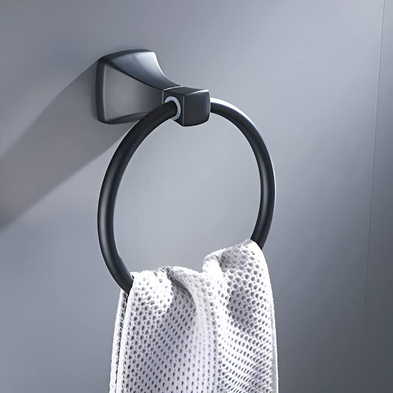 plantex Plantex Space Aluminium Napkin Holder for Wash Basin/Towel Ring/Napkin Hanger/Towel Hanger/Bathroom Accessories (Black Powder Coated)  - Image 1
