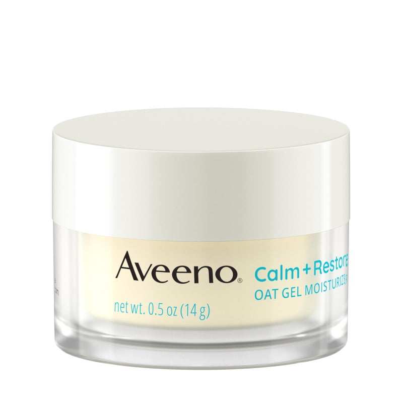 Aveeno Calm + Restore Oat Gel Facial Moisturizer for Sensitive Skin, Fast-Absorbing, Soothing Lightweight Gel Cream Face Moisturizer with Prebiotic Oat & Feverfew, Fragrance-Free, 0.5 oz - Image 2