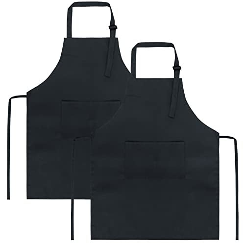 SINLAND Kids Apron with Pocket 2 Pack Adjustable Children Chef Apron for Cooking Baking Painting (M: 6-12 Years)… - Image 1
