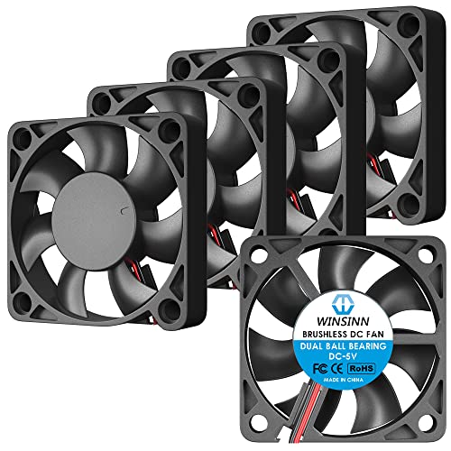 WINSINN 50mm 5V Fan - Dual Ball Bearing 5000 RPM 5010 Cooling Fan Replacement for 3D Printers/Small Appliances/Electronics, 30cm Cable with XH2.54-2PIN, Brushless 50x10mm (5Pcs) - Image 1