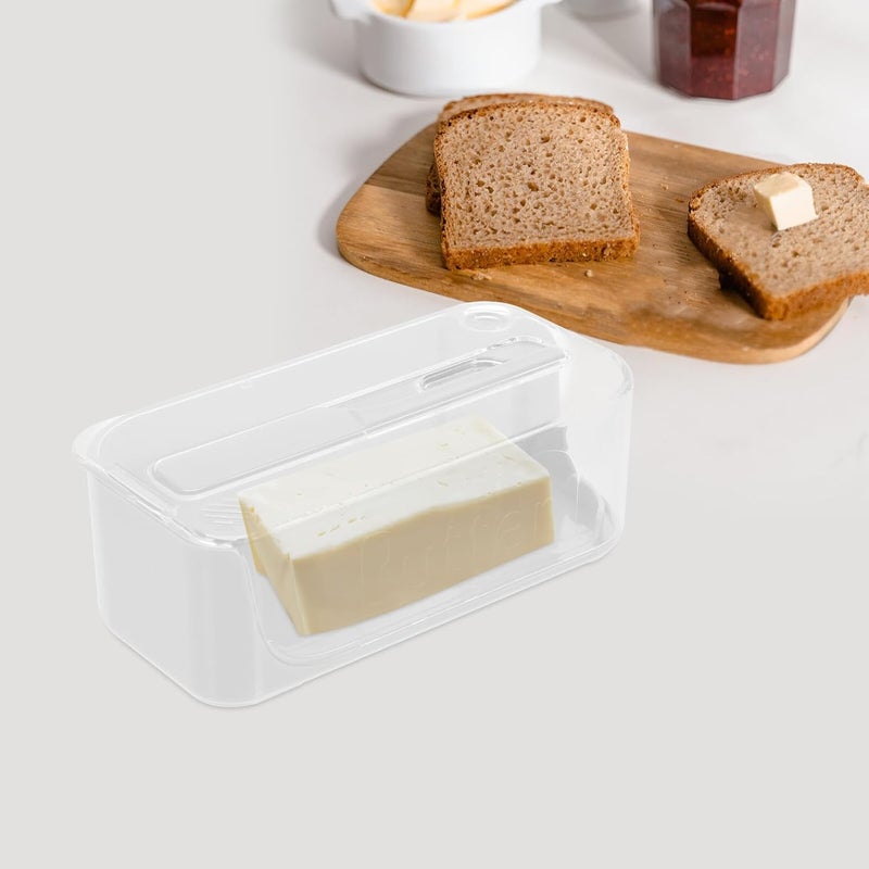 Plastic Butter Dish with Lid White Butter Holder Container for Refrigerator Storage Tray for Kitchen Countertop - Image 4