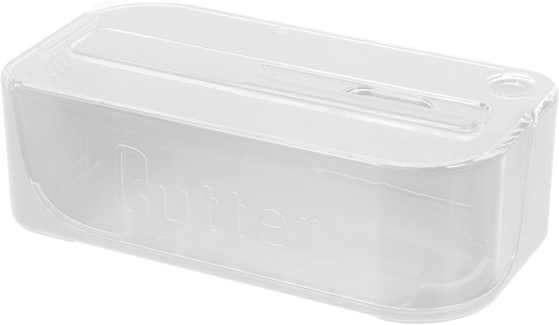 Plastic Butter Dish with Lid White Butter Holder Container for Refrigerator Storage Tray for Kitchen Countertop - Image 1