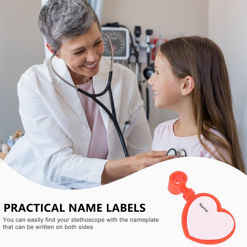 Dual Sided Heart Shape Stethoscope Name Tag ID Clip Detachable Tube Identification Plate - Image 4