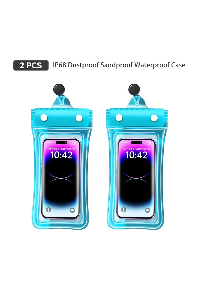 IP68 Dustproof Sandproof Waterproof Case for Large Phones 7.2 - iPhone 16/15/14/13/12 Pro Max, Galaxy S25/S24/S23/S22 Ultra,Redmi Note 13 Pro,Infinix HOT 40 Pro  - 2 Pack Clear Universal Pouch - Image 1