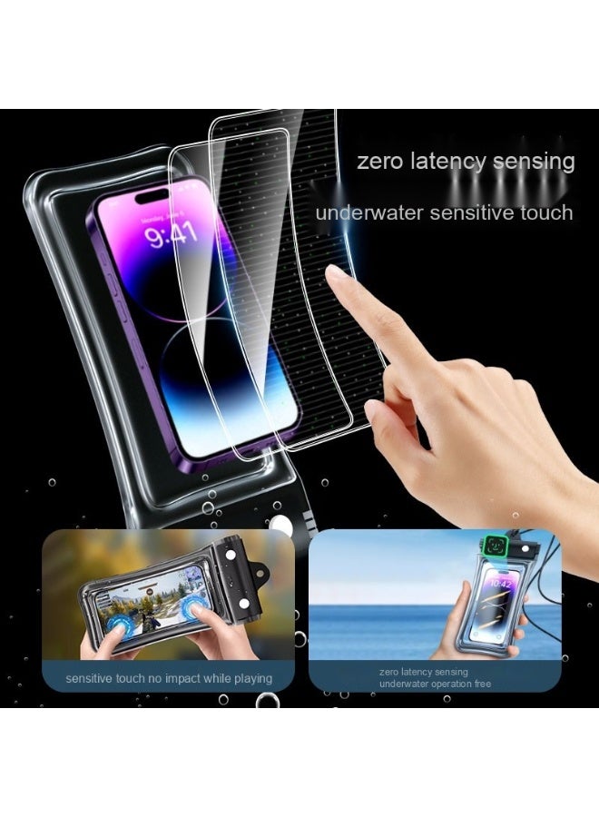 IP68 Dustproof Sandproof Waterproof Case for Large Phones 7.2 - iPhone 16/15/14/13/12 Pro Max, Galaxy S25/S24/S23/S22 Ultra,Redmi Note 13 Pro,Infinix HOT 40 Pro  - 2 Pack Clear Universal Pouch - Image 3